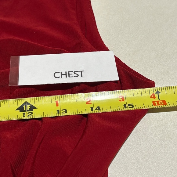 Lauren Ralph Lauren Sleeveless Maxi Evening Gown Ruched Sz 6 Red Formal Elegant - Picture 13 of 16